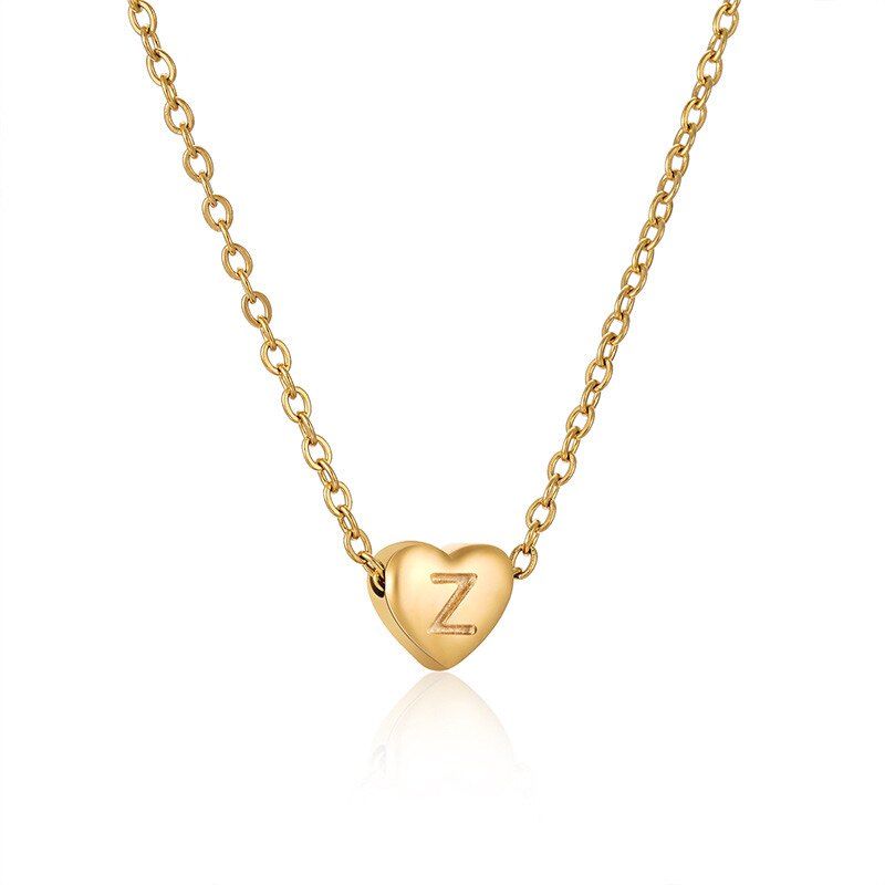 Fashion Letter Necklace Non-Fading Gold Exquisite Heart-Shaped Pendant Heart Chain Easiest for Match Accessible Luxury Clavicle Chain Female