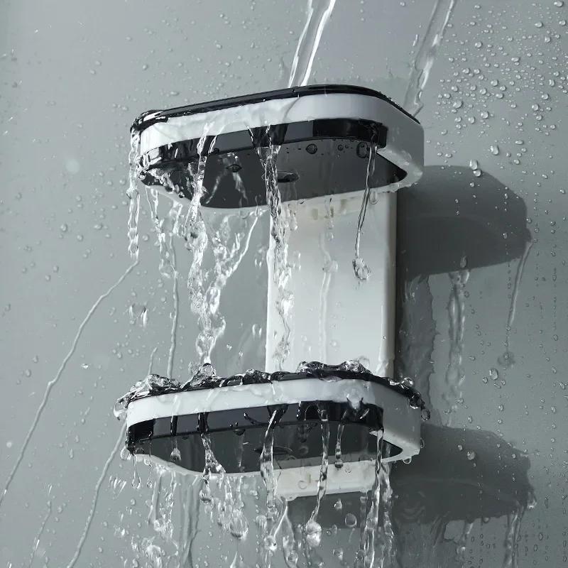 Sapună cu două straturi montate pe perete Sertar fără perforare Suport de scurgere Cutie de depozitare pentru burete de bucătărie Organizator pentru baie Raft