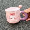 Cute Expression Mug with Lid Spoon Ceramic Cup Girls Couple Water Cup Home Children Breakfast Coffee Cup Men