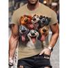 Men's Cute Dogs 3D Printed T-Shirt Casual Short Sleeve Crewneck Top Funny Cartoon Puppies Graphic Tee Creative Animal Style Summer Streetwear Clothes