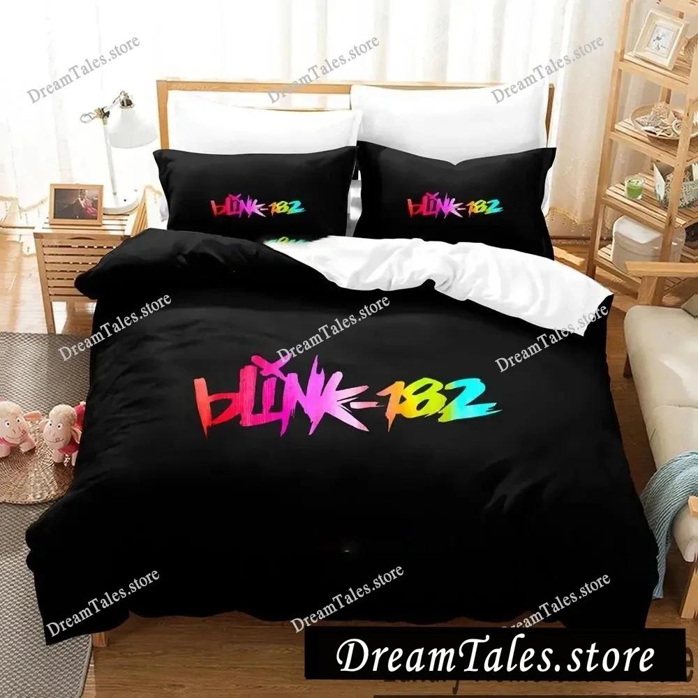 Zestaw pościeli z nadrukiem 3D Blink-182 Chłopcy Dziewczęta Rozmiar Twin Queen King Poszwa na kołdrę Poszewka na poduszkę Łóżko chłopcy Dorosły Tekstylia domowe