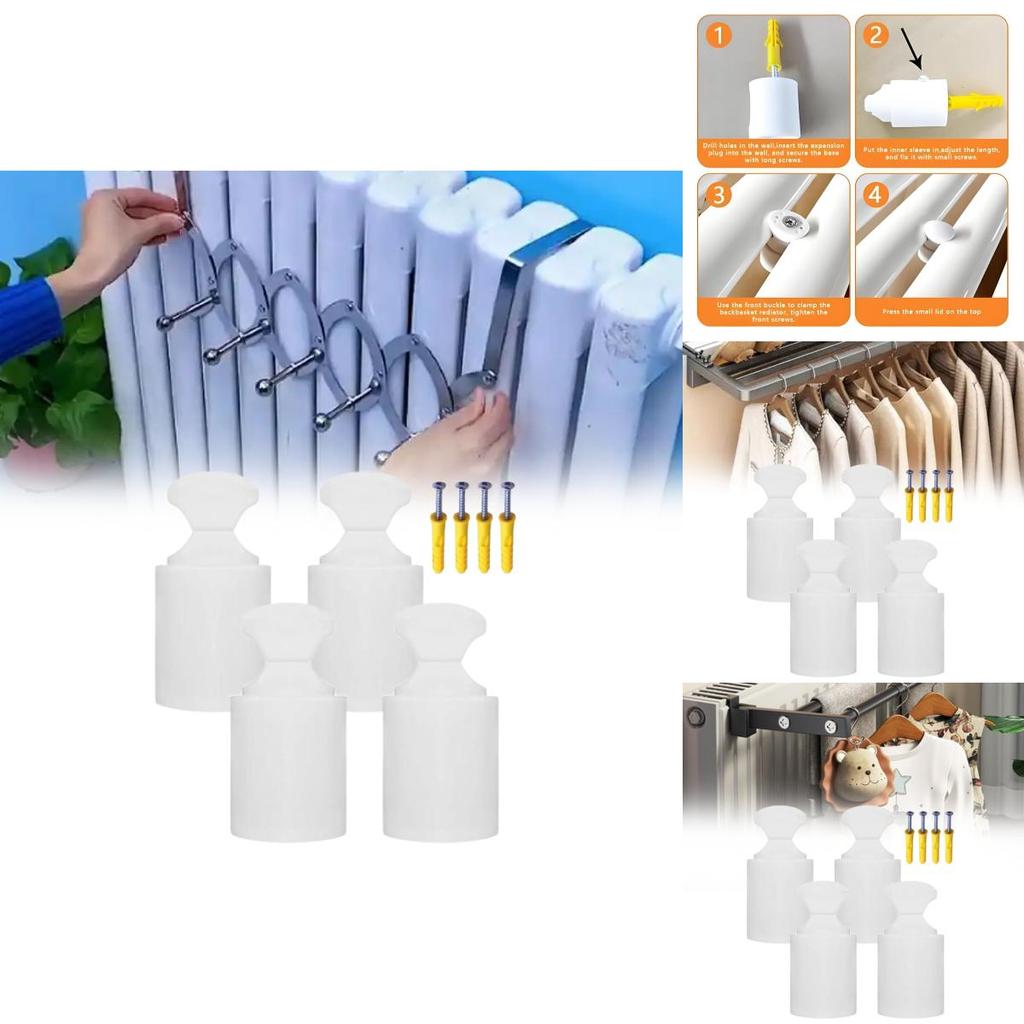 Universal Bathroom Radiator Hook Brackets With Screws For Small Basket Mounting Accessories