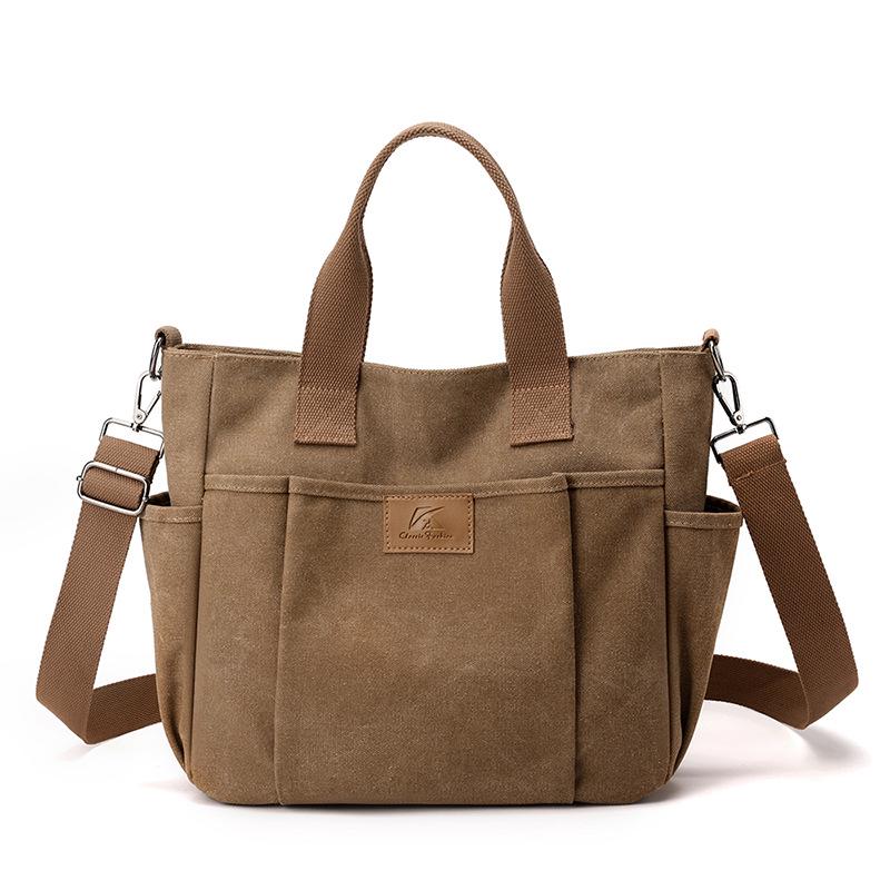 Plátěná crossbody taška velké kapacity v korejském stylu pro ženy - Trendy móda 2025