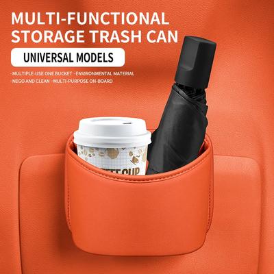 Car Leather Storage Box Garbage Collection Box Door Seat Backrest Hanging Water Cup Umbrella Storage Box Interior Supplies