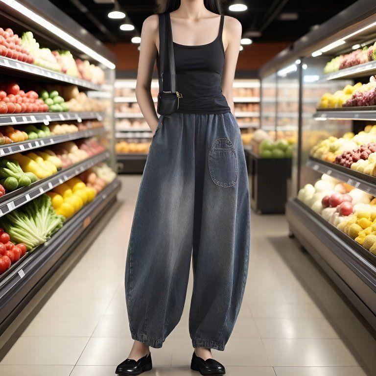 New Large size women's clothing Harlan Jeans loose lantern pants elastic radish casual pants