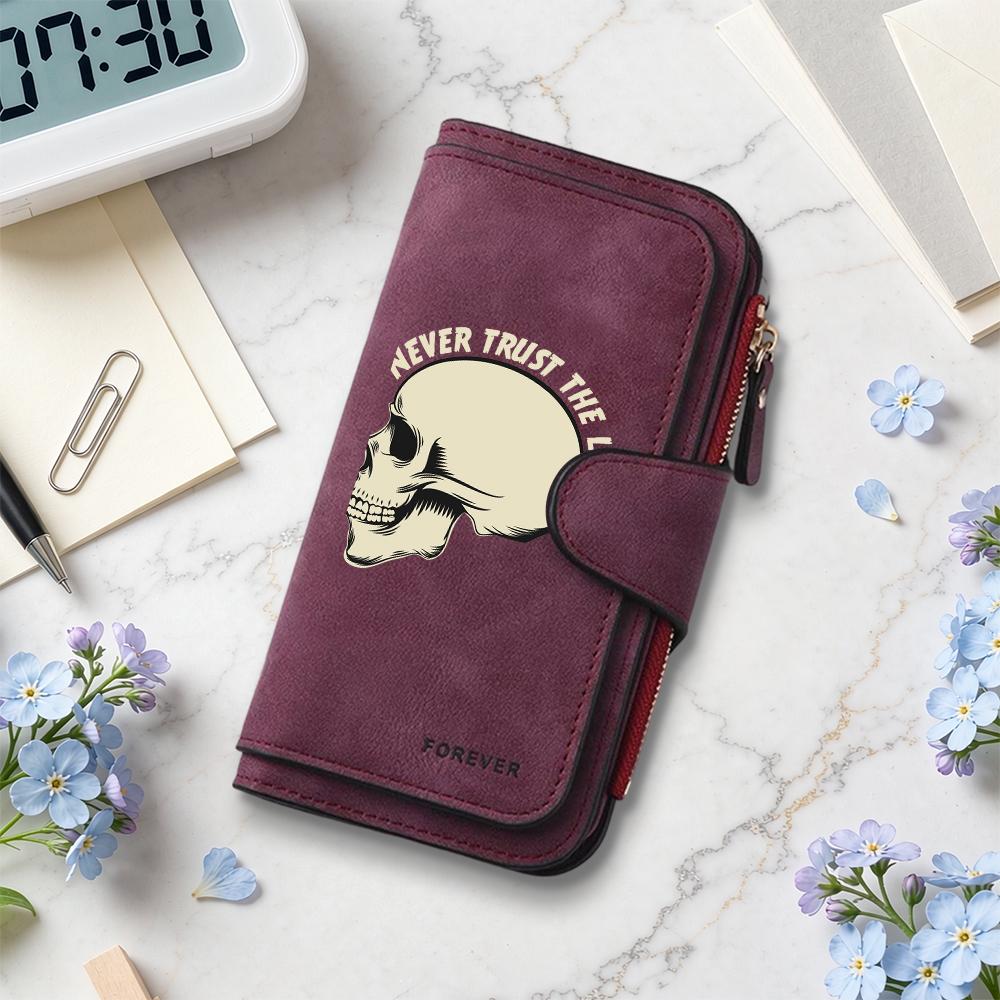 Skull Pattern Long Wallet Fashion Casual Card Holder Portable Purse for Daily Use