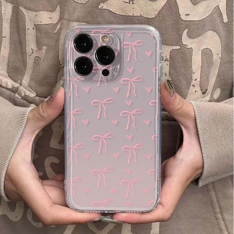 Case for iPhone 15 Fashionable Butterfly Bow Print Phone Cases for iPhone 16 14 13 12 11 Pro Max X XR XS 7 8 Plus SE2 16E Cover