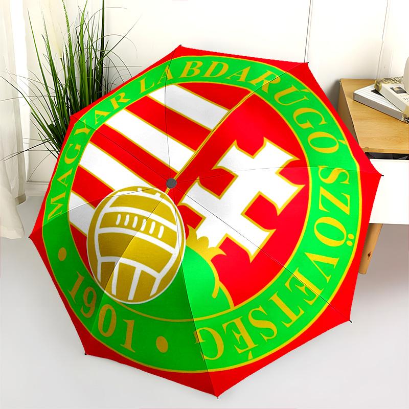 Hungary National Football Team pattern, automatic folding umbrella, portable and foldable design, 8 ribs, a Christmas or birthday gift.