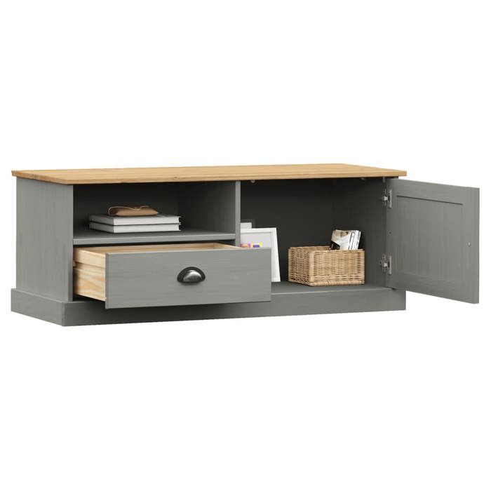 VidaXL Meuble TV VIGO gris 106x40x40 cm bois massif de pin 353177