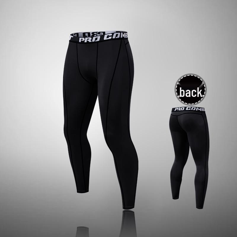 Men's High-Elastic Compression Sports Leggings: Quick-Dry, Long Pants for Running, Basketball & Fitness.