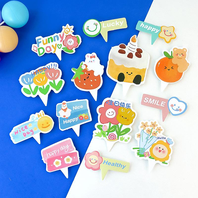 Sushi Cartoon Cupcake Toppers & Ice Cream Flag Picks for Happy Birthday Desserts