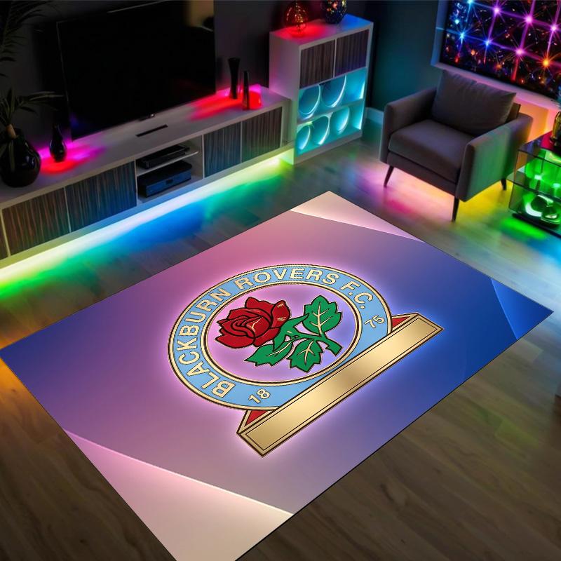 Blackburn Rovers Football Design Crystal Velvet Carpet Cozy Non?Slip Printed Rug For Bedroom Living Room Entrance
