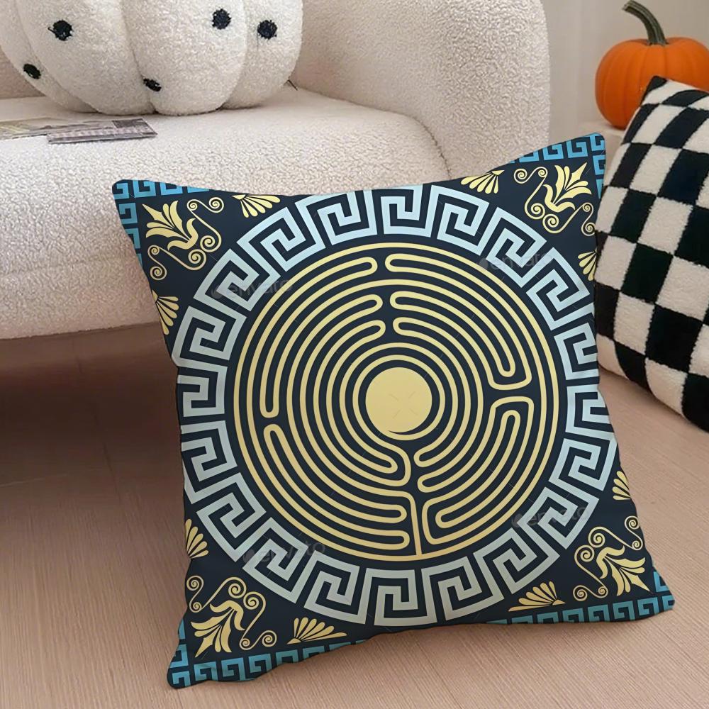 Chinese-Style Scroll Pattern Traditional Culture Cushion Cover Throw Pillow Cover Hidden Button Durable Polyester Chair Cushion