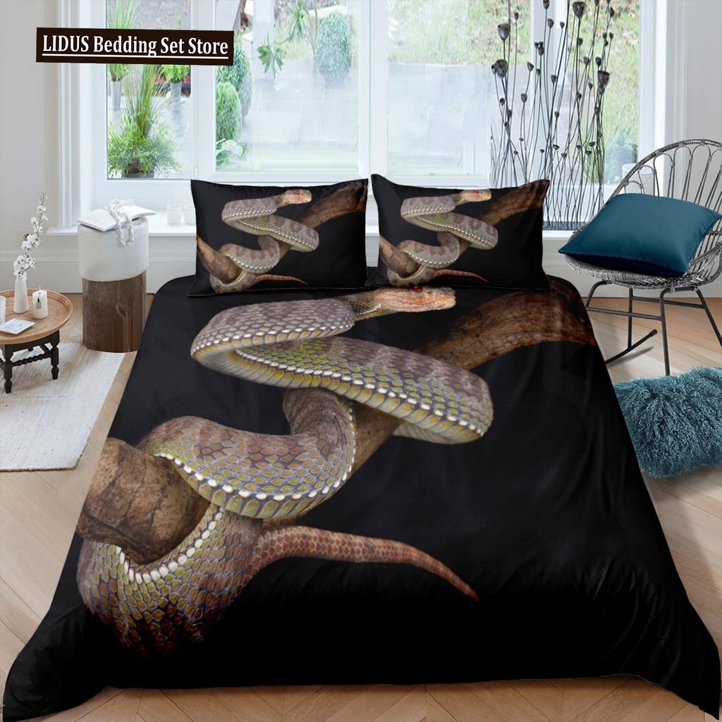 Kwiat Węża Trawa Księżyc Poliestrowy Komplet Poszewek na Kołdrę Dla Dzieci Chłopców Dziewczynek Motyl Zwierzęcy Pokrowce na Kołdrę z Poszewkami Rozmiar Twin