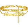 PROSTEEL Alla moda Design Manette/Testo Personalizzato Cavigliera da Donna, Cavigliera in Acciaio Inossidabile 316L, colore Argento/Oro/Nero,Basso