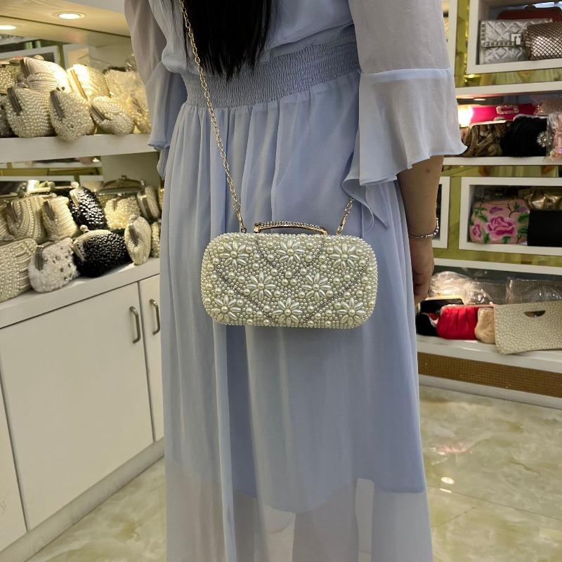 Pearl dinner bag with cheongsam handbag, evening dress with diamonds, women's fashion temperament handbag, banquet handbag