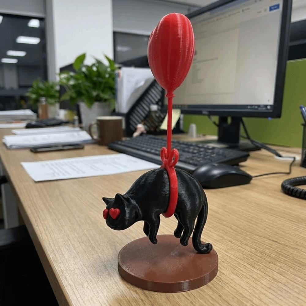 Cartoon 3D Printed Heart Ornament Romantic Black Cat Desktop Decoration Living Room Tabletop