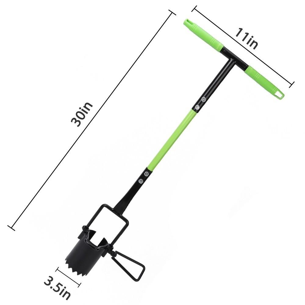Carbon Steel Bulb Planter Tool T-Shaped Long Handled Grass Drill Tool Heavy Duty Foot Pedal Bulb Sod Transplant Lawn Gardening