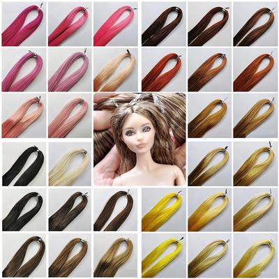 60cm Colorful Yellow Gold Blue Green Pink Series Japan Saran Doll Hair Wig DIY Repair Decor Toy Sewing Doll Wig Hair Hairline