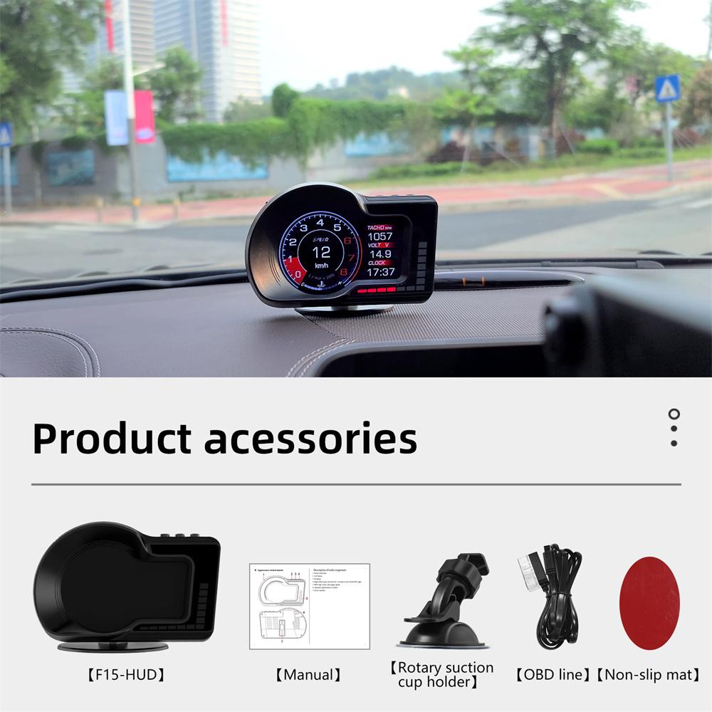 Car HUD OBD+GPS Gauge 6 Alarm Functions Accelerated Test Brake Test Universal