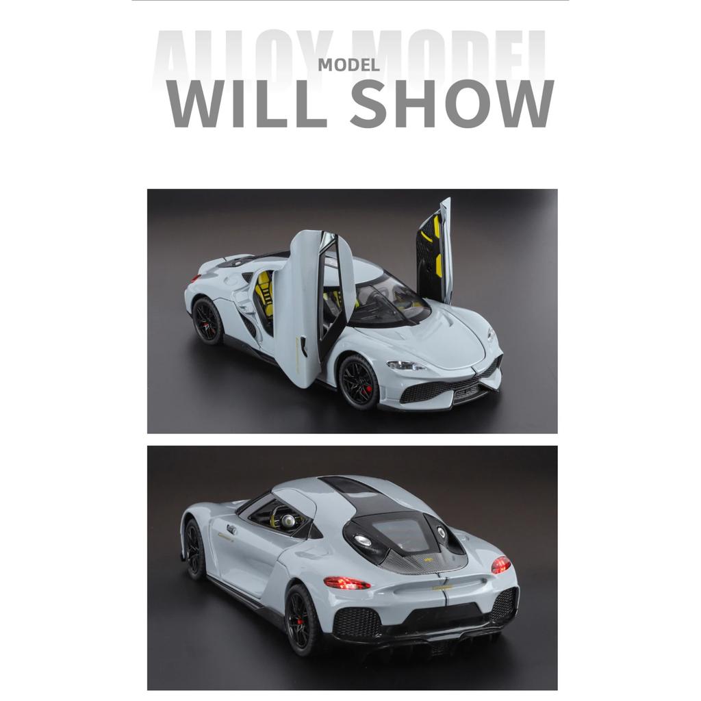 1/24 Koenigsegg Gemera GT Supersportwagen Legierung Diecast Modellauto Sound und Licht Zuhause Trendige Ornamente Exquisite Simulation Dekorative Geschenke Junge