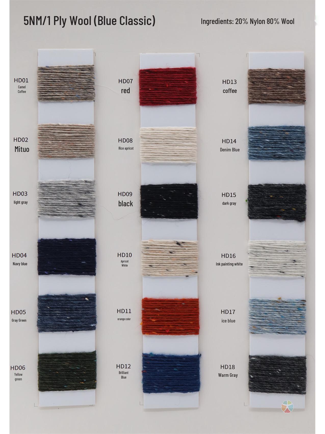 

5 Skeins Blue Spotted Classic Wool Blend Yarn - Coarse Gauge (80% Wool, 20% Nylon)