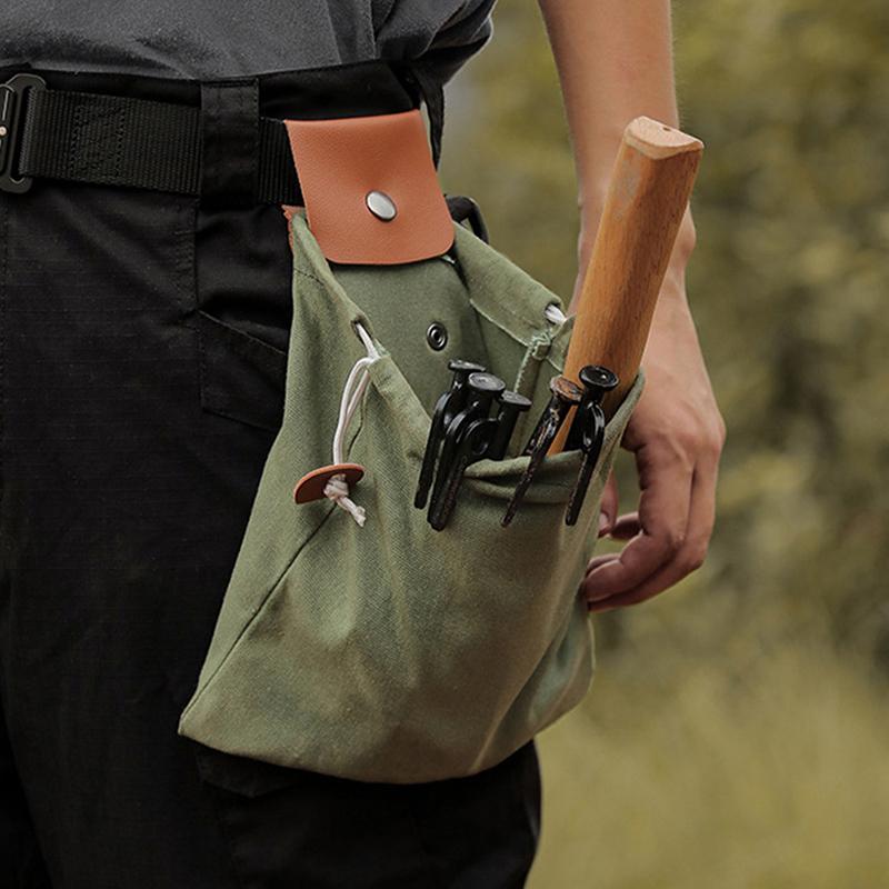 Portable Outdoor Foraging Bag,Fruit Picking Pouch,Collapsible,Berry Puch Storage,Leather Bushcraft Canvas Bag,Hiking and Camping