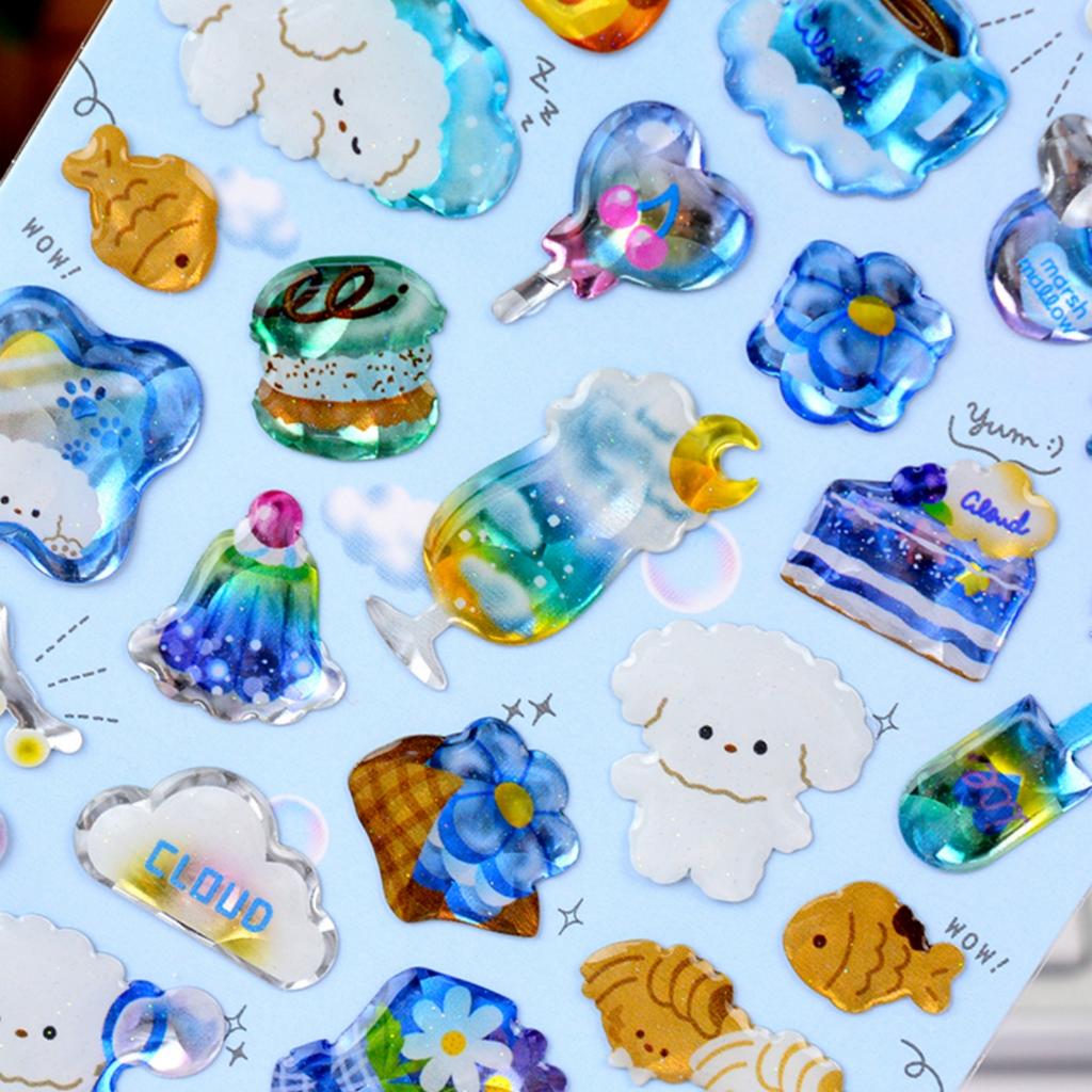 3 Pcs/6pcs Colorful Sweet Candy Pets Cartoon Crystal Stickers Scrapbooking Diy Journal Cute Sticker Stationery Decor School Gift