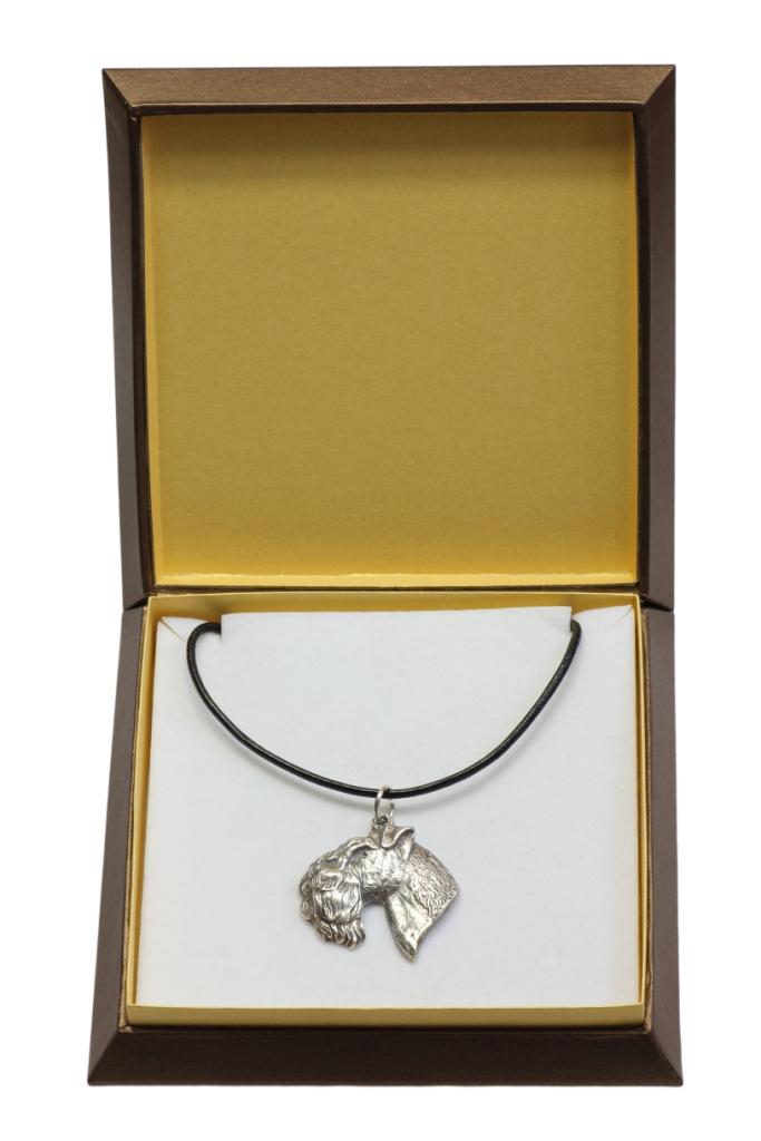 

Kerry Blue Terrier, Irish Blue Terrier I - Dog necklace in gift box, silver-plated locket for dog fan, striking pendant by Art-Dog brand срібний