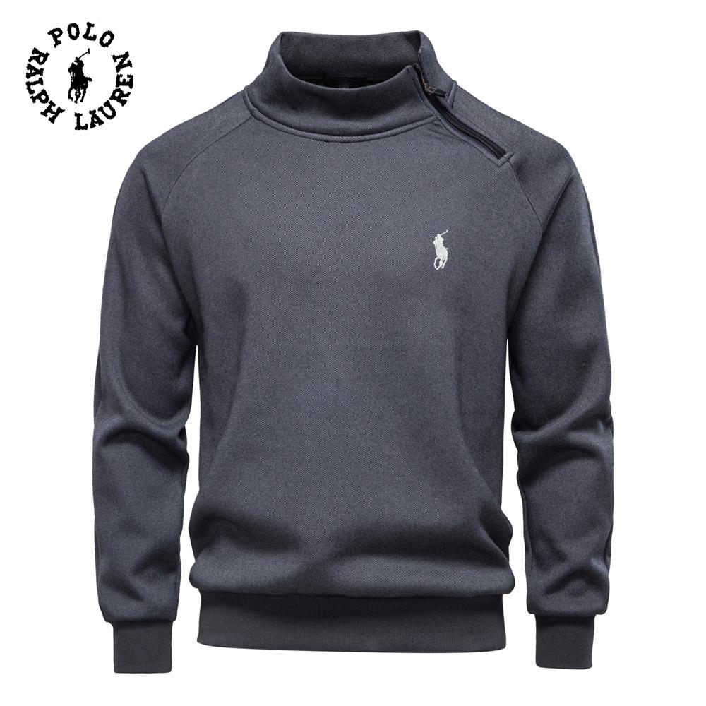 Polo Ralph Lauren 2025 Autumn/Winter Embroidery External Slant Zipper and Velvet Thick Hoodie Stand Up Collar Trendy Men's Top Coat