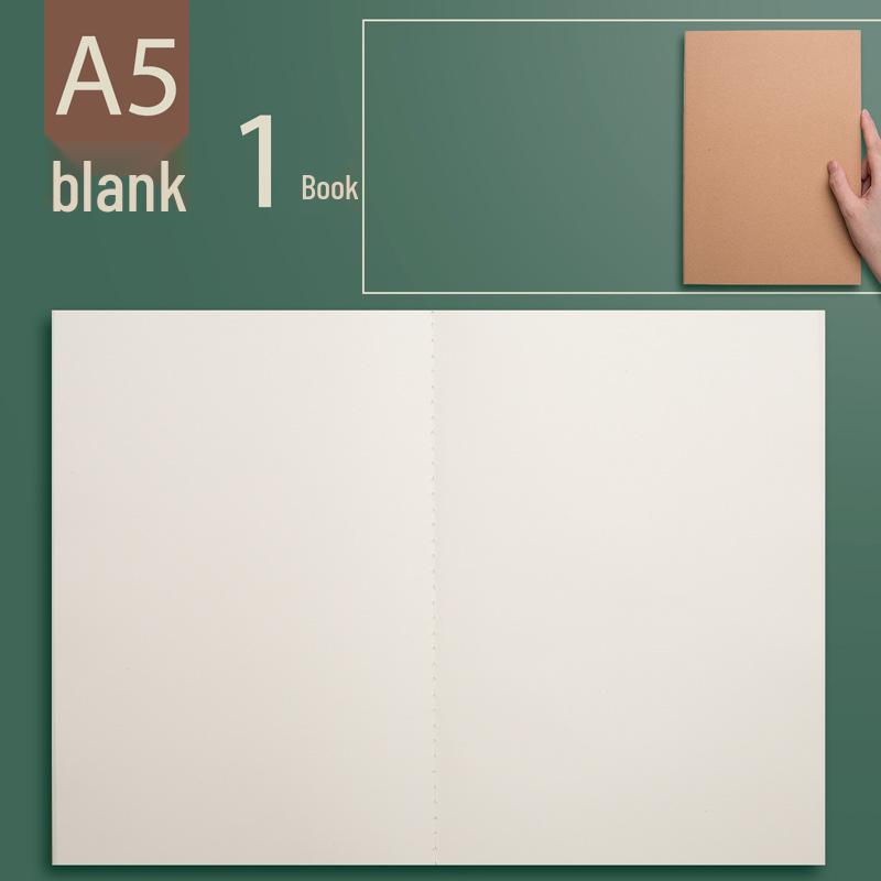 Cowhide Leather A4 Notebook - No Grid, Wireless Inner Pages, White Paper, B5 Sketchbook, Large Size