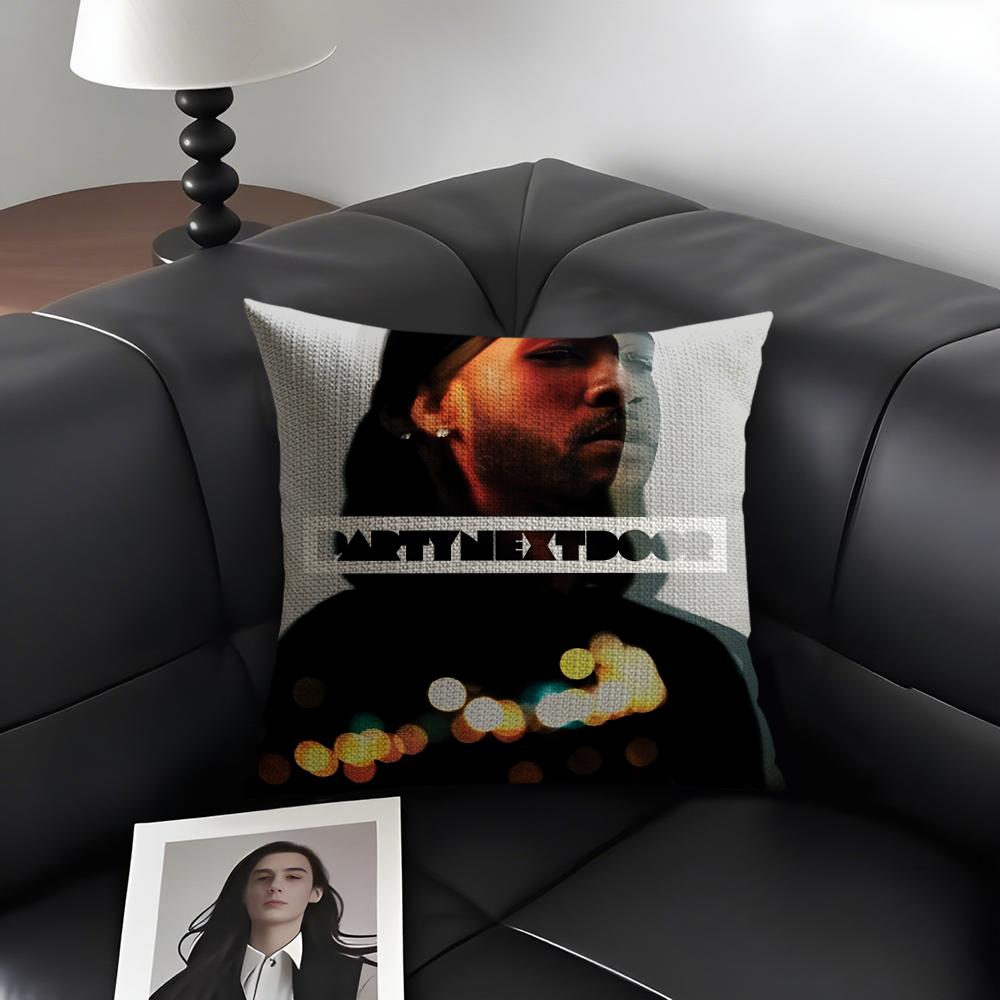 P-Partynextdoor Singer Cushion Cover Natural Linen Organic Fabric Double-Sided Printing Sofa Home Decor Gift Pillow Case