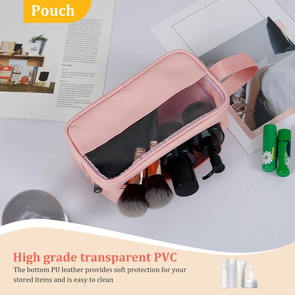 PVC Clear Makeup Bag Portable Travel Wash Bag Waterproof Large Capacity Cosmetic Bag Translucent Beauty Women Toiletries Case