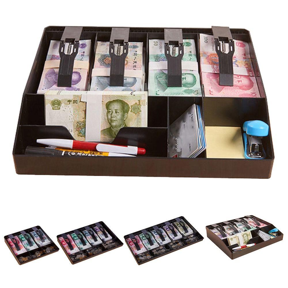 Multi-grids Cashier Box Plastic Clip Multifunctional Drawer Cash Tray Plastic ABS Compartments for Money Storage Storage Box