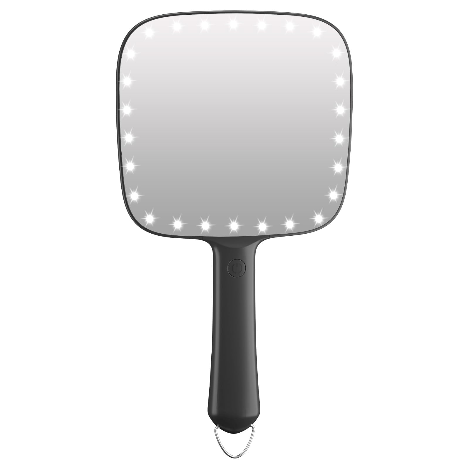 

and lightweight hand mirror with LED this portable mirror with adjustable brightness is perfect for hair barber and Black Compact, portable, light, чёрный