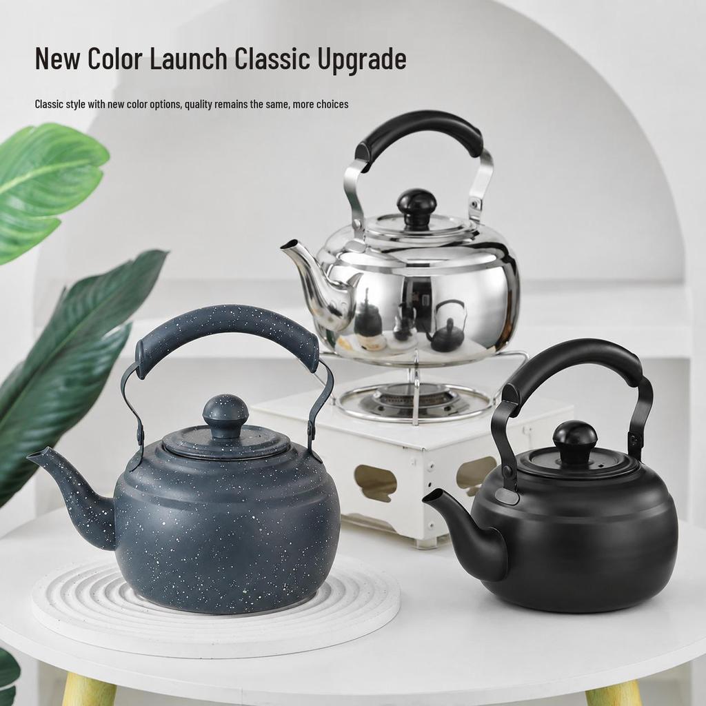 Thickened Stainless Steel Water Kettle with Strainer, Induction and Stove Compatible for Outdoor Use