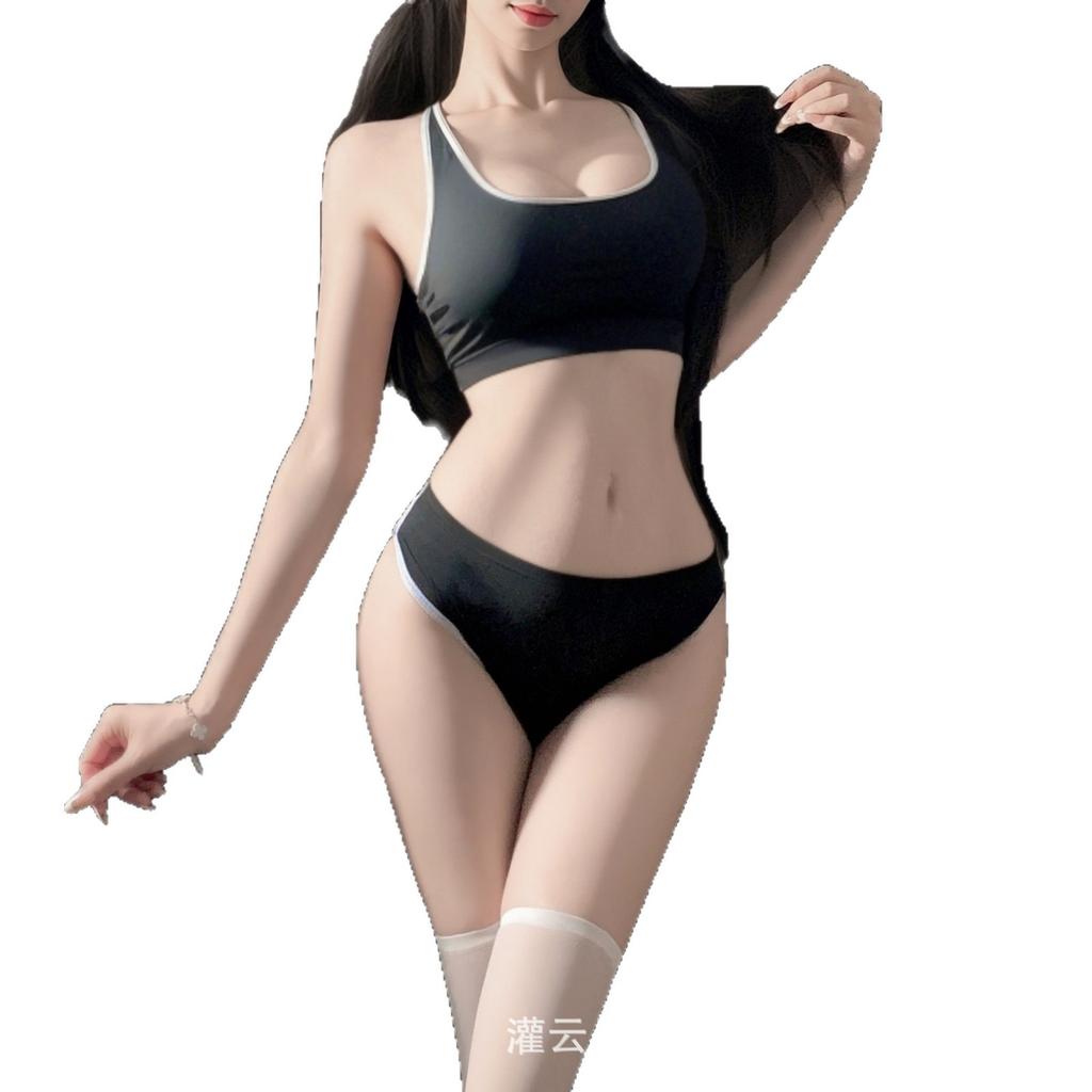 Night cat sexy yoga sexy underwear top shorts fitness vest tight sports underwear temptation free set