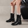 33-43 Plus Boots Coarse Heel Short Boots Women's Autumn and Winter Belt Buckle Martin Boots Boots