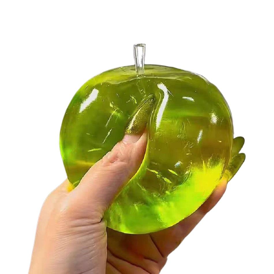 Squishy Green Apple Stress Ball Soft Fidget Sensory Toy for ADHD Autism Slow Rebound Squeeze Toy for Adults Christmas Gift