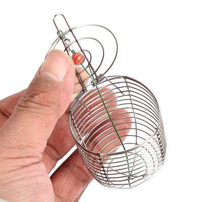 Fishing Bait Cage Reusable Compact Size Rust-proof Wear-resistant with Spring Increase Fishing Rate Stainless Steel Angling Lure Feeder Carp