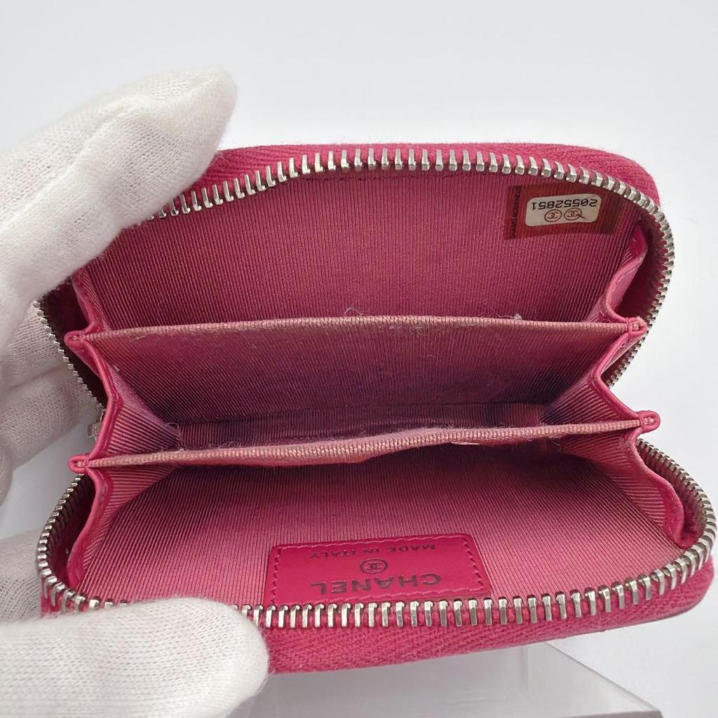 Used CHANEL Matelasse Coin Case Pink Round Zipper