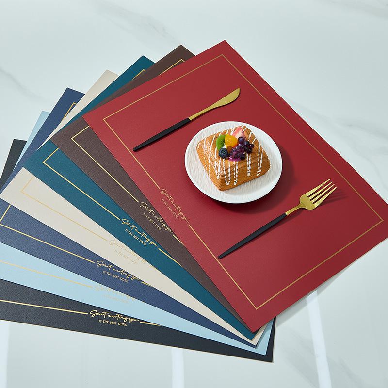 In Stock Waterproof Leather/PVC Placemat: Western Dining and Heat-Resistant Square Mat for Living Room or Hotel Use.