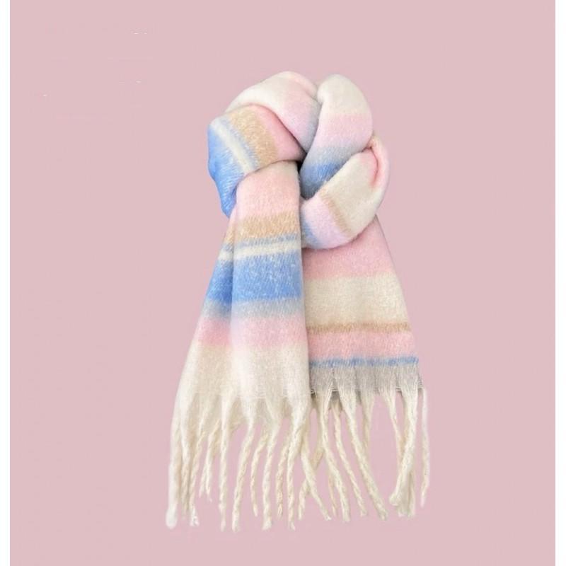Soft Fuzzy Oversized Scarf Women Winter Warm Thick Acrylic Blend Solid Color Plush Neck Wrap