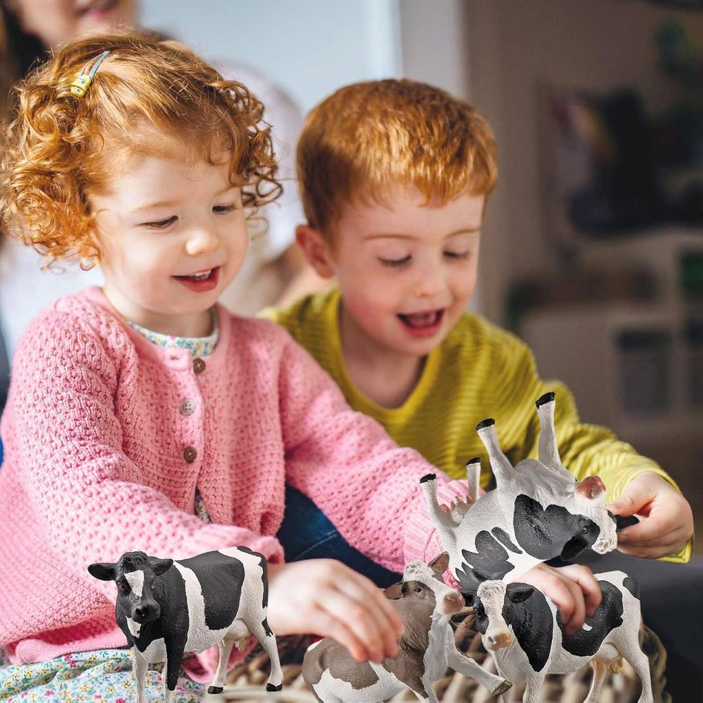 LC JoyCre Cow Figure Toys 4PCS Realistic Big Cows Figurines Toys for Toddlers Simmental Cows Holstein Cow Figures for Kids Birthday 3 4 5 6 Year Old