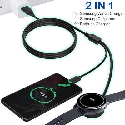 2-in-1-Ladegerät für Samsung Galaxy Watch 8/7/6/4 Classic USB-C Smartwatch und Smartphone-Ladegerät Ersatz-Ladebasis-Kabel