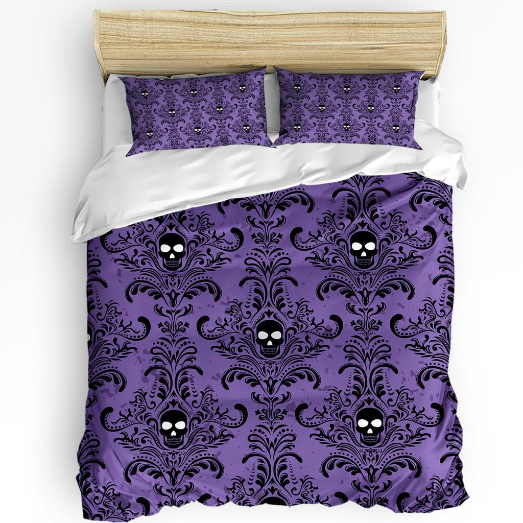 Halloween Haunted Mansion Purple Black Duvet Cover With Pillow Case Custom 3pcs Bedding Set Quilt Cover Double Bed Home Textile