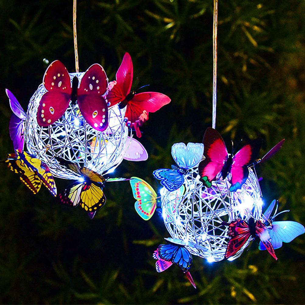 Hanging Solar Light Butterfly Solar Garden Lights with Colourful Butterflies LED Metal Solar
