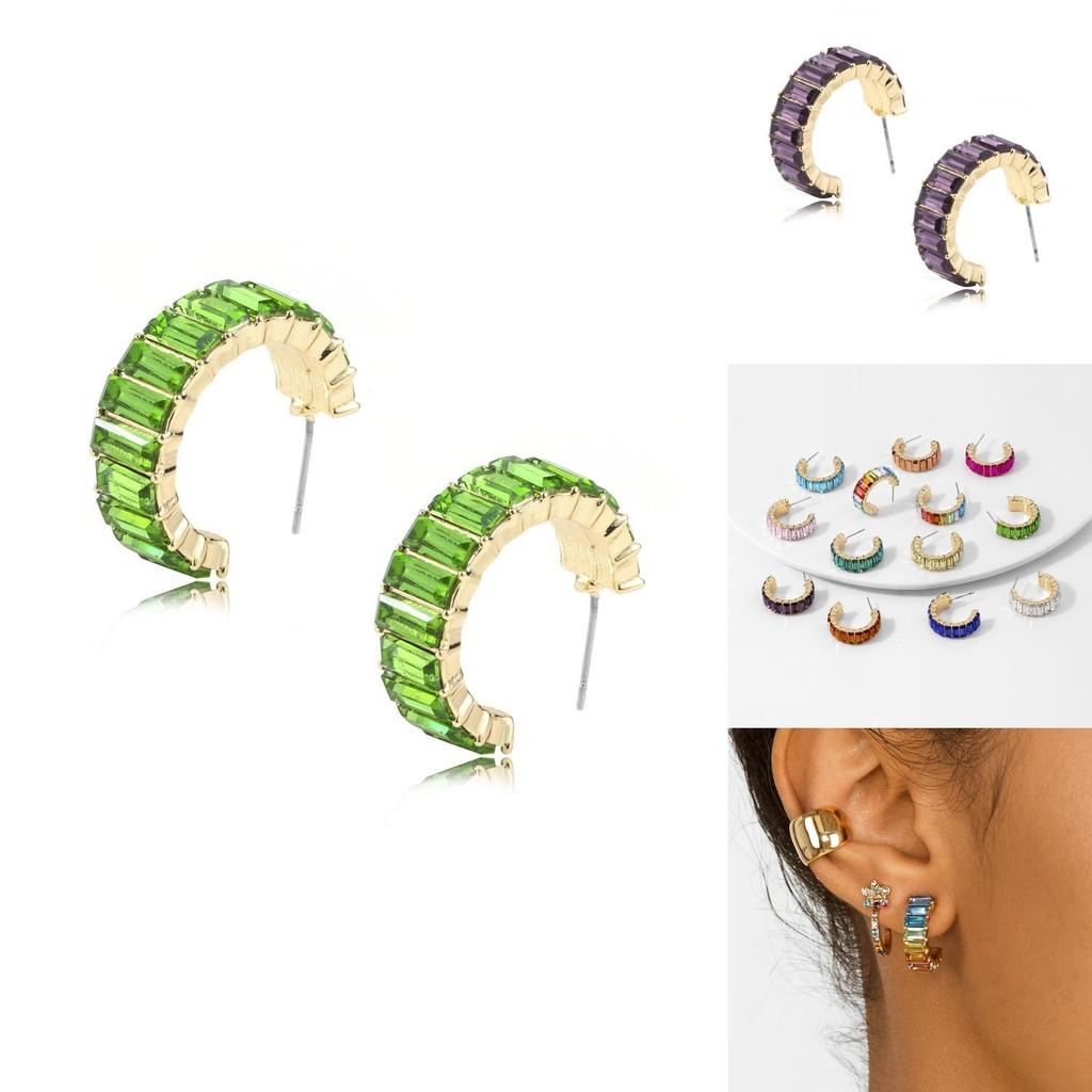 Colorful Geometric Alloy Stud Earrings Fashionable Accessories For Office Ladies