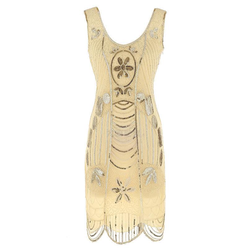 Women's sequined fringed dress dress beaded embroidered vintage evening dress stage performance clothing women's clothing