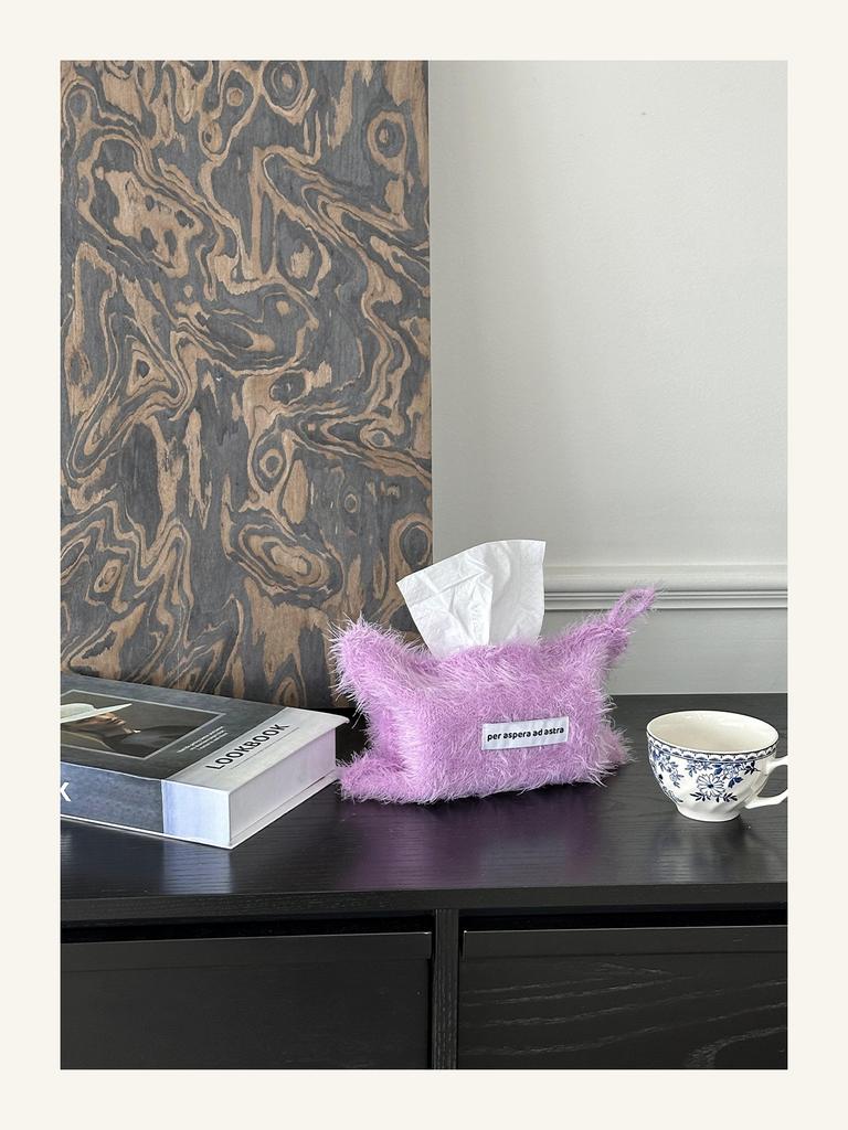Nordic Style Plush Solid Color Napkin Boxes Issue Bag Thread Napkin Holder Tissue Bag Storage Napkins Tabletop Decoration